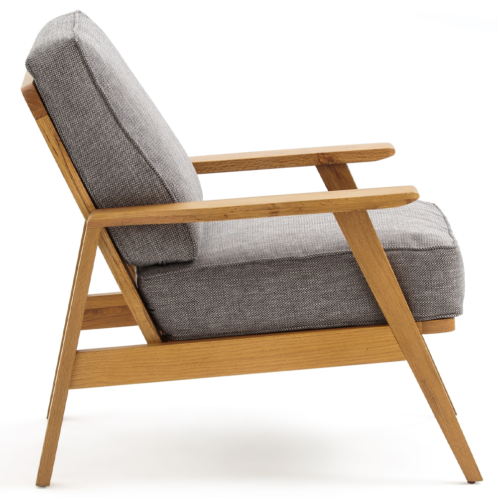Кресло с каркасом из массива дуба Deniaud Oak Grey Armchair