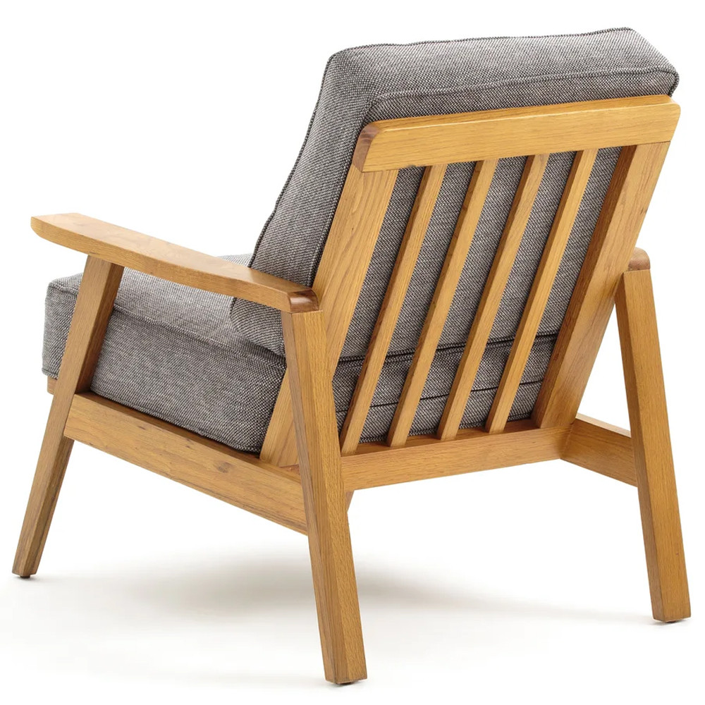 Кресло с каркасом из массива дуба Deniaud Oak Grey Armchair