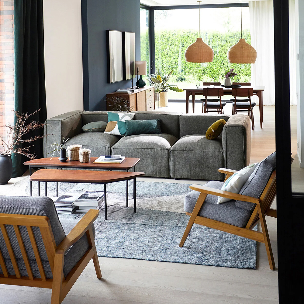 Кресло с каркасом из массива дуба Deniaud Oak Grey Armchair