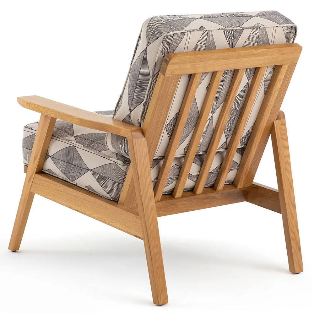 Кресло с каркасом из массива дуба Deniaud Oak Rhombus Beige Armchair