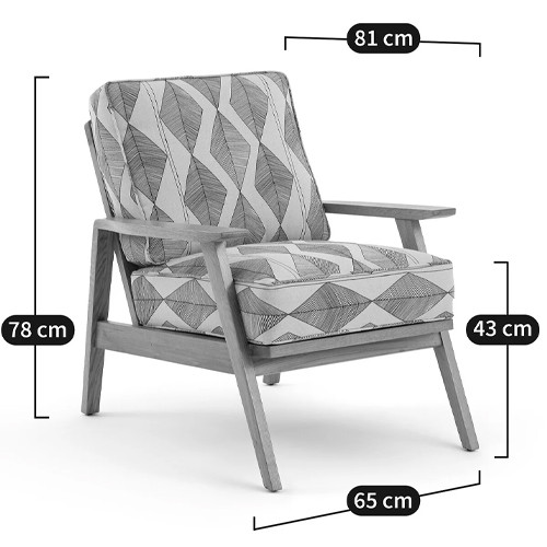 Кресло с каркасом из массива дуба Deniaud Oak Rhombus Beige Armchair