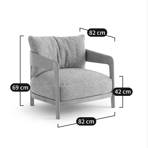 Кресло с каркасом из массива ясеня Deniaud Ash Grey Armchair