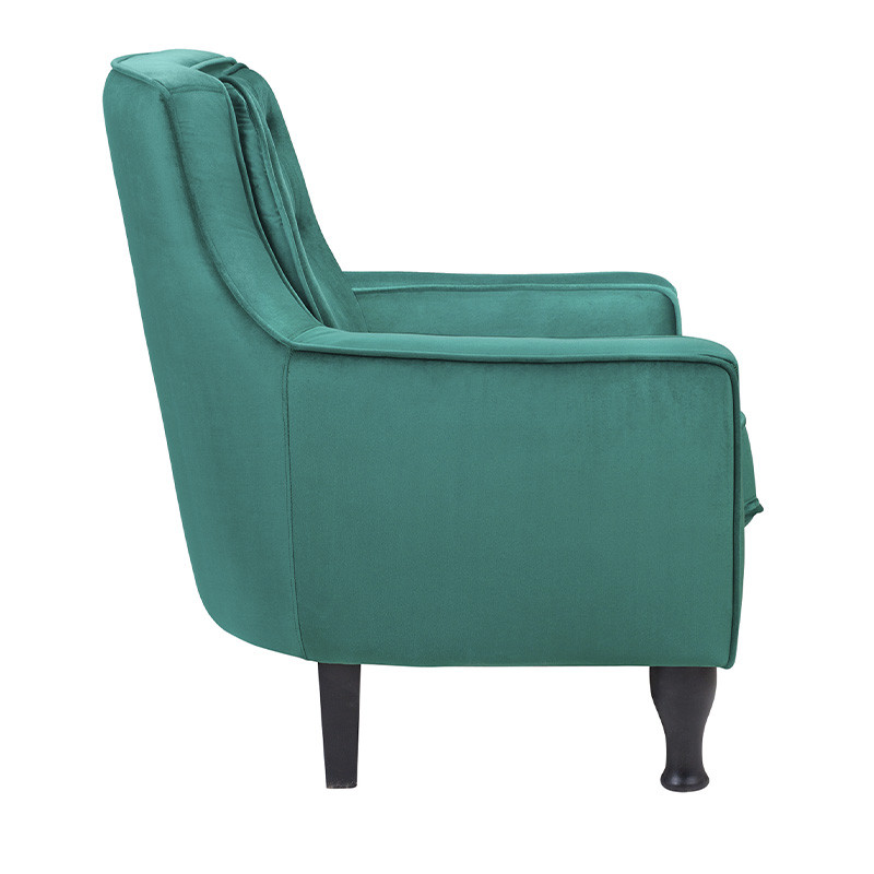 Кресло с мягкой обивкой из велюра на 4-х ножках из массива березы Scarlett Armchair green