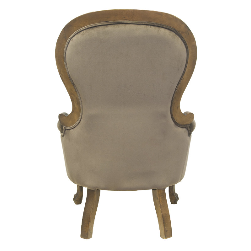 Кресло с мягкой обивкой из коричневого велюра на 4-х деревянных ножках Evelyn Classical Armchair