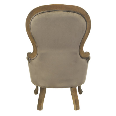 Кресло с мягкой обивкой из коричневого велюра на 4-х деревянных ножках Evelyn Classical Armchair