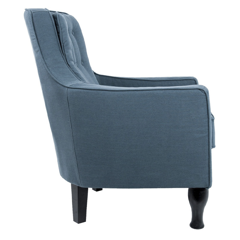 Кресло с мягкой обивкой из льна на 4-х ножках из массива березы Scarlett Armchair blue