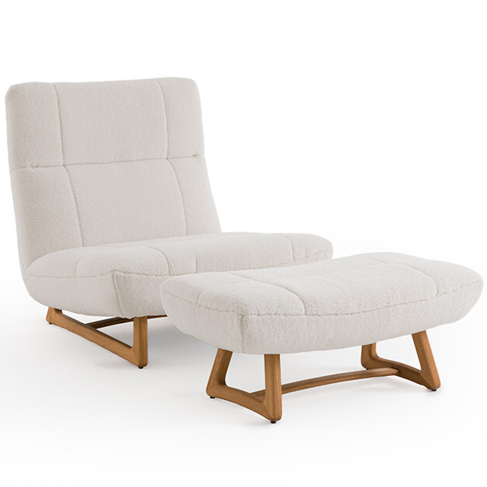 Кресло с обивкой букле Lino White  Boucle Armchair