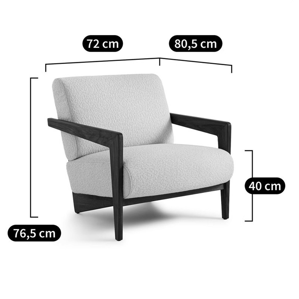 Кресло с обивкой из белого букле Armchair White Boucle