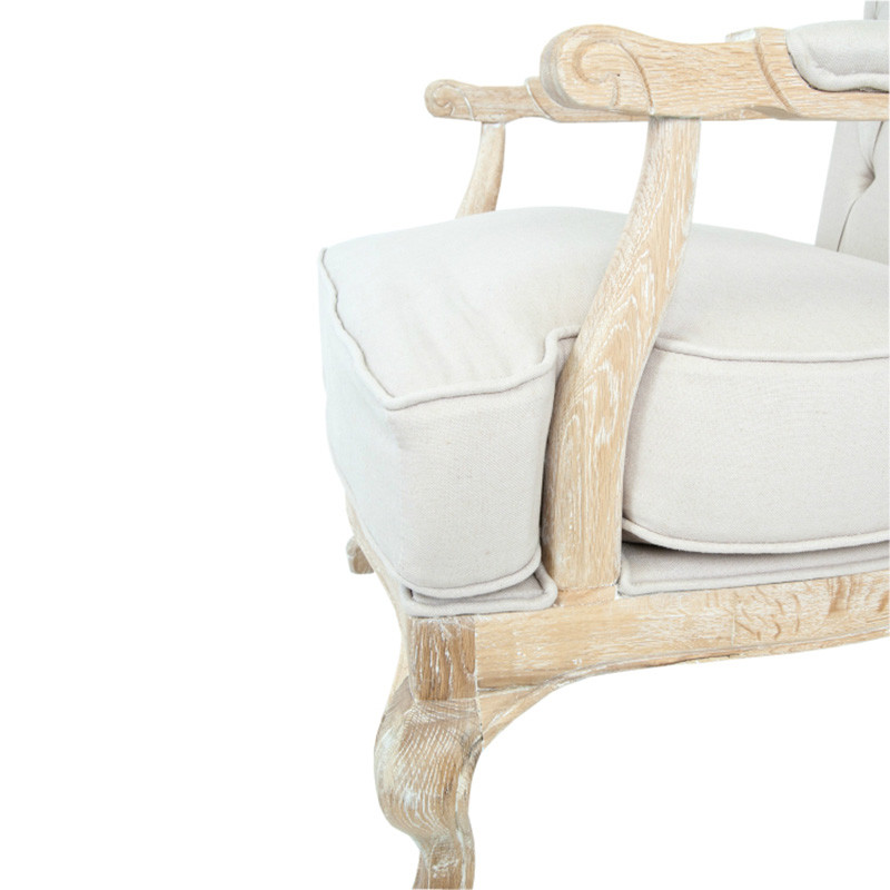 Кресло с пуфом с мягкой обивкой из льна Edward Armchair beige