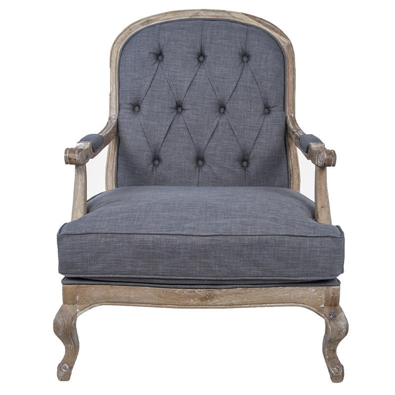 Кресло с пуфом с мягкой обивкой из льна Edward Armchair grey