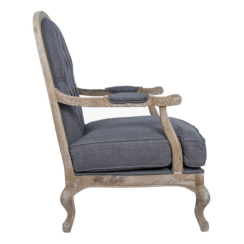 Кресло с пуфом с мягкой обивкой из льна Edward Armchair grey