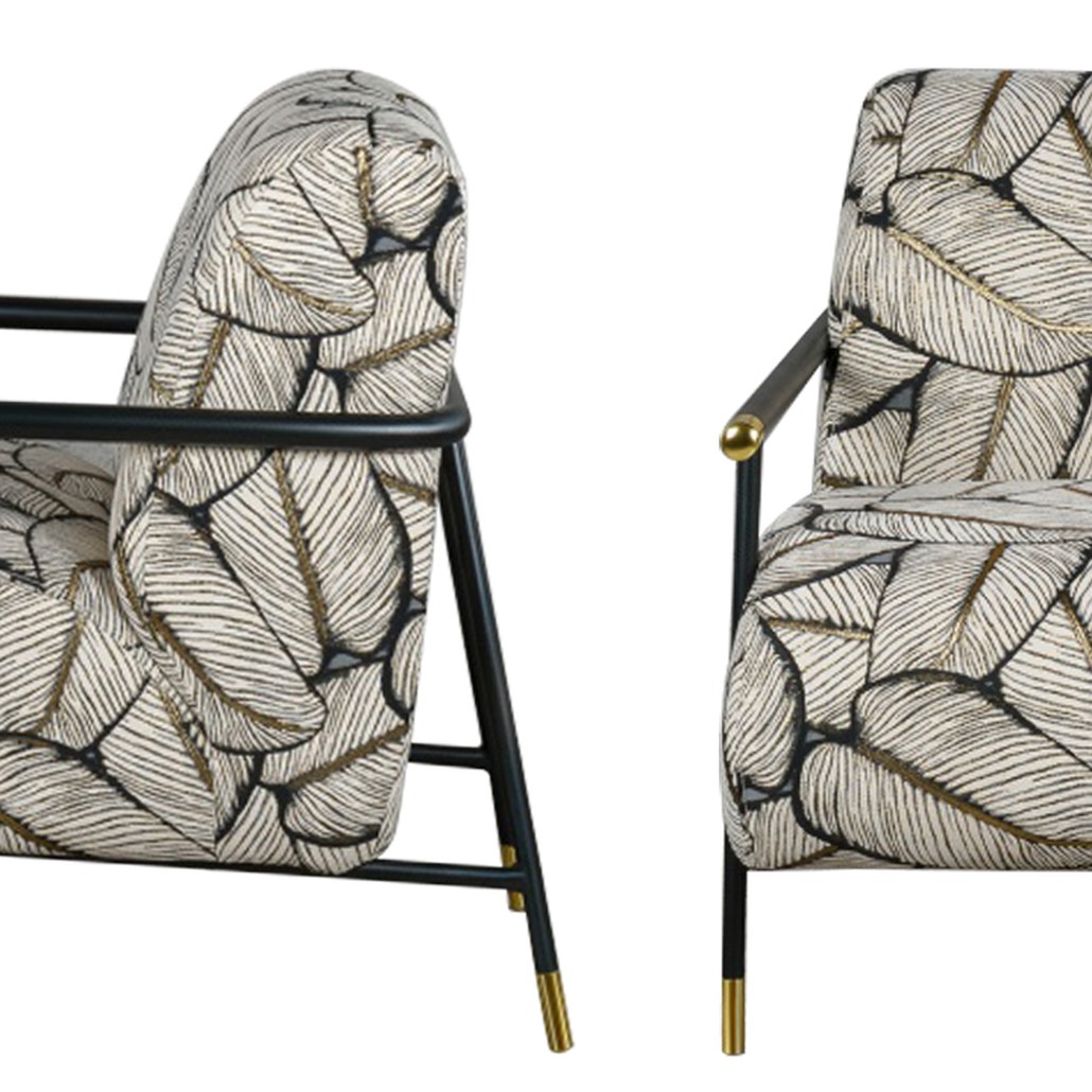 Кресло с Цветным принтом Листья Foliage Armchair Grey
