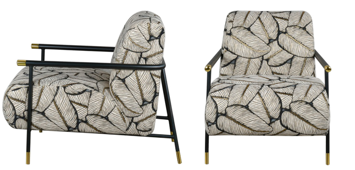 Кресло с Цветным принтом Листья Foliage Armchair Grey