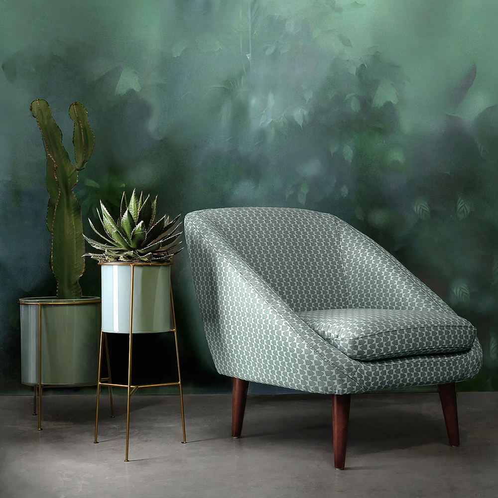 Кресло светло-бирюзовое с принтом Pauley Light Turquoise Armchair