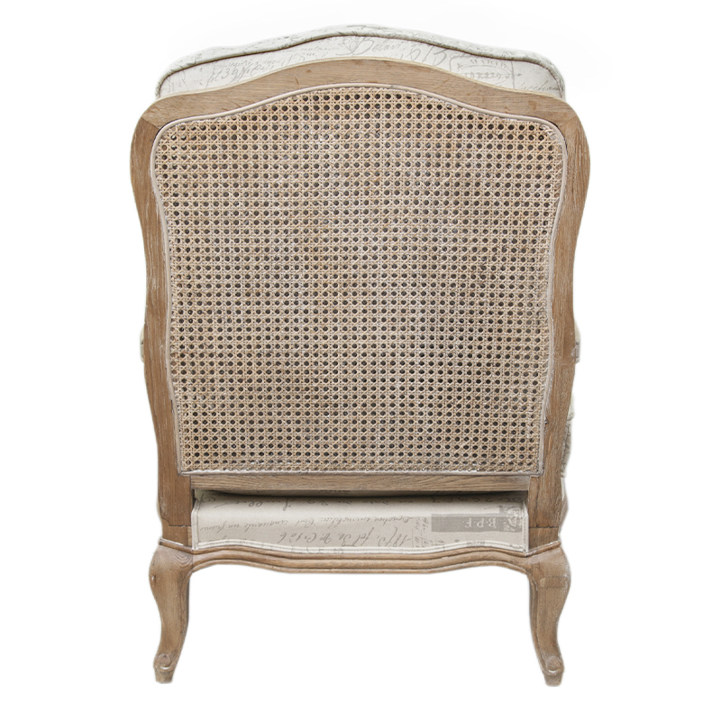 Кресло со спинкой из ротанга Ellie Rattan Armchair beige print flax