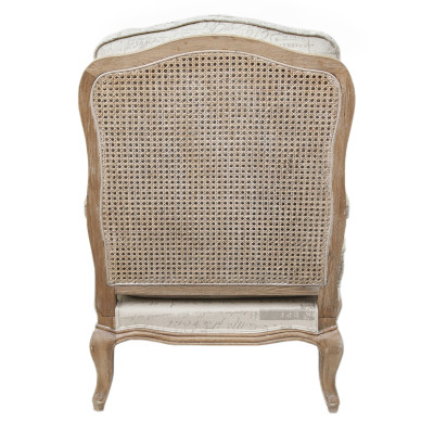 Кресло со спинкой из ротанга Ellie Rattan Armchair beige print flax