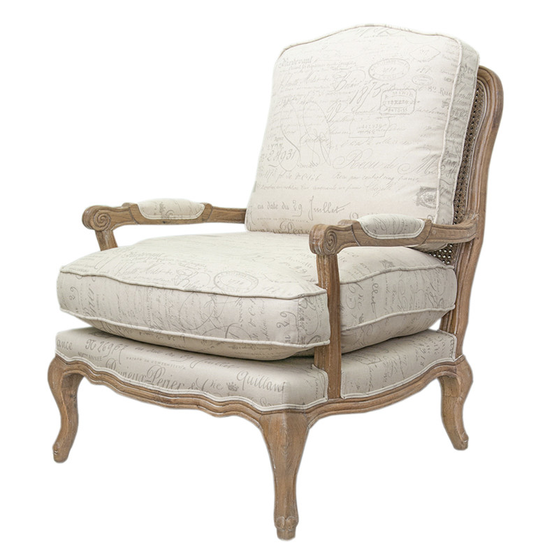 Кресло со спинкой из ротанга Ellie Rattan Armchair beige print flax