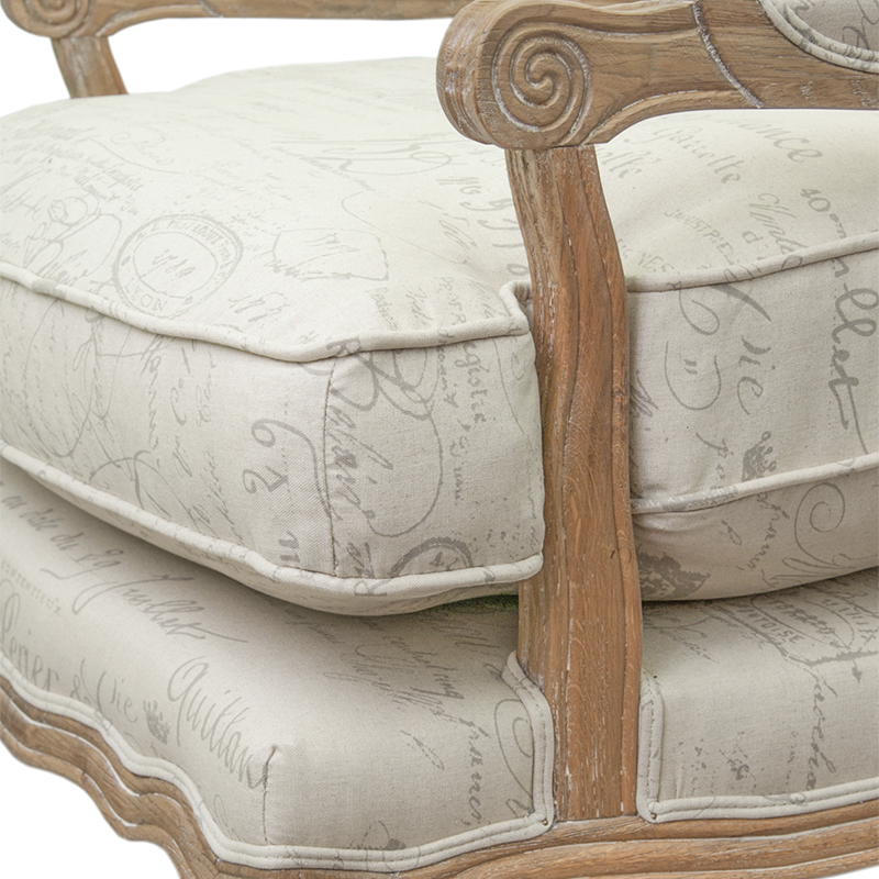 Кресло со спинкой из ротанга Ellie Rattan Armchair beige print flax