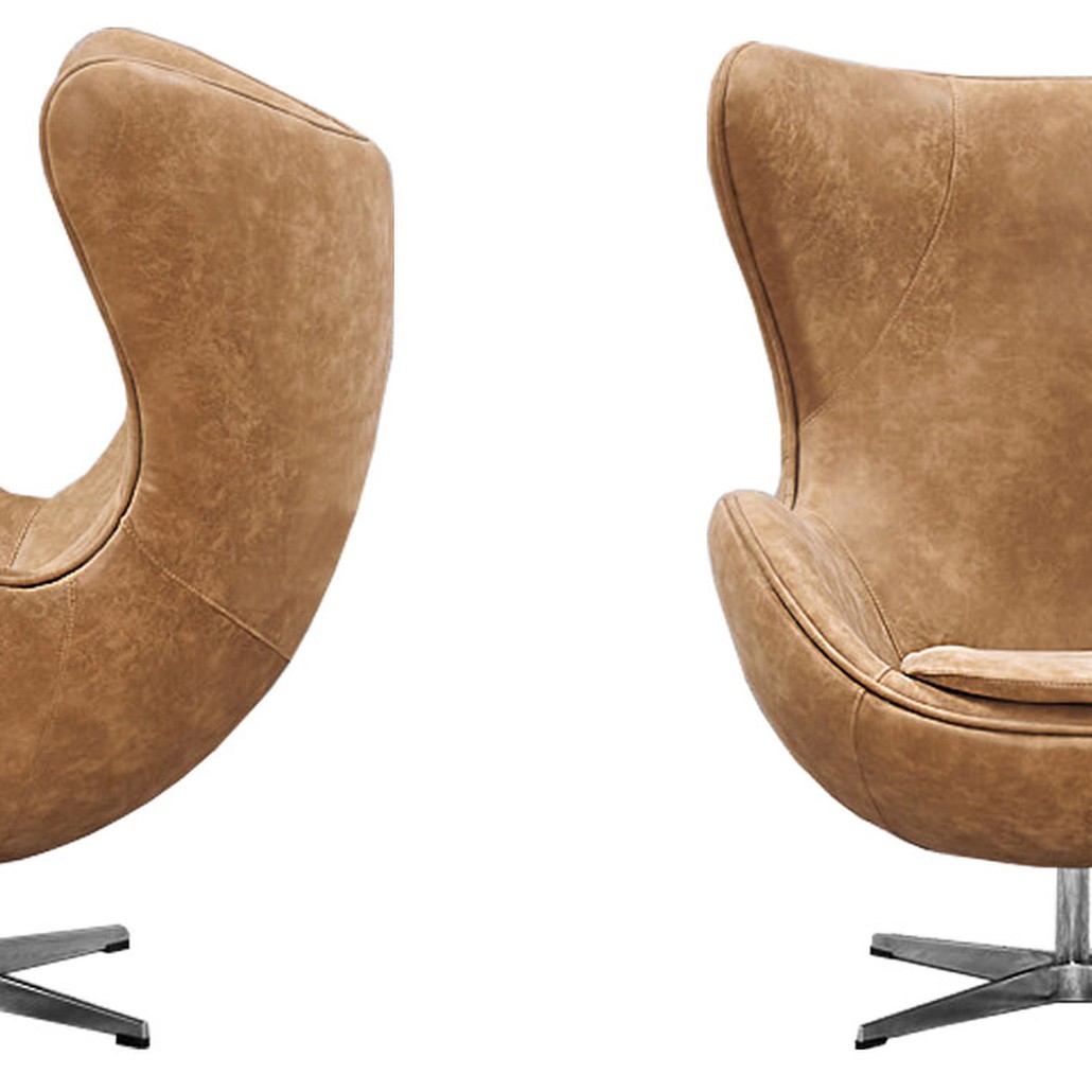 Кресло яйцо Egg Chair коричневая винтажная кожа