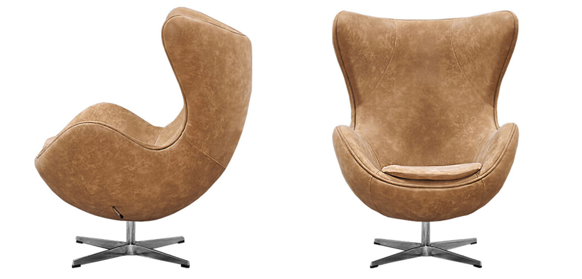 Кресло яйцо Egg Chair коричневая винтажная кожа