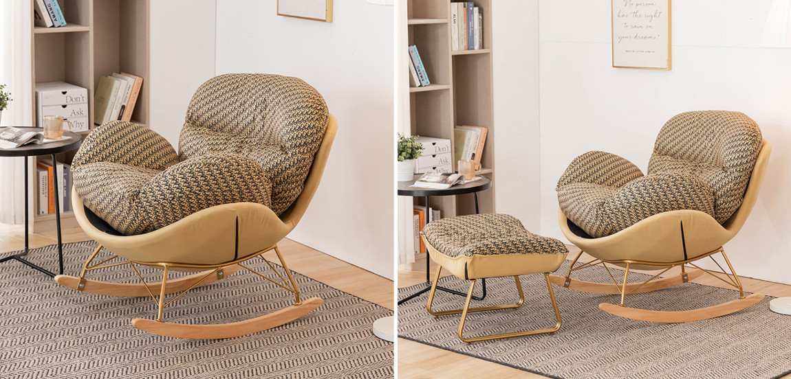 Кресло-качалка Dior Print Rocking Chair с банкеткой для ног