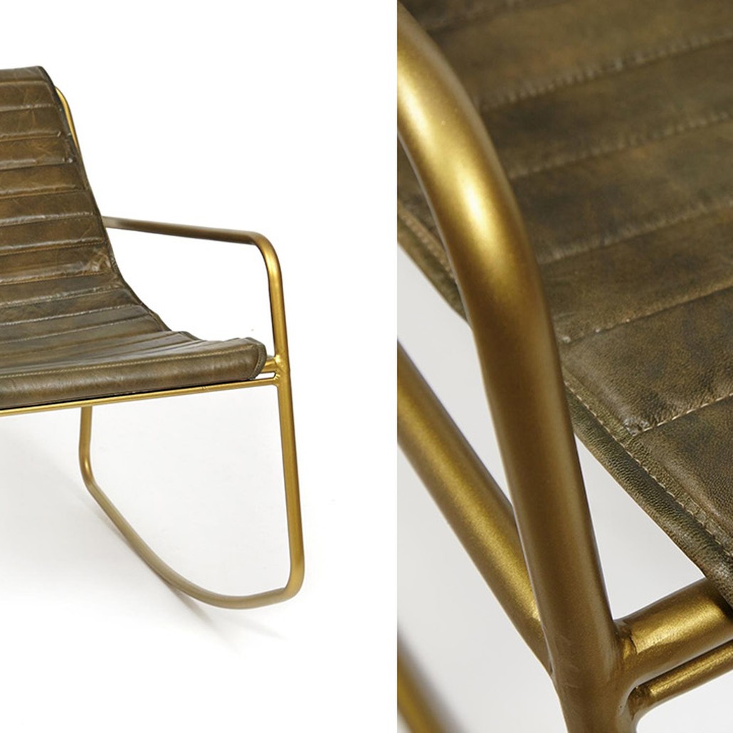 Кресло-качалка Industrial buffalo leather rocking chair
