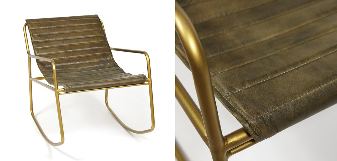 Кресло-качалка Industrial buffalo leather rocking chair