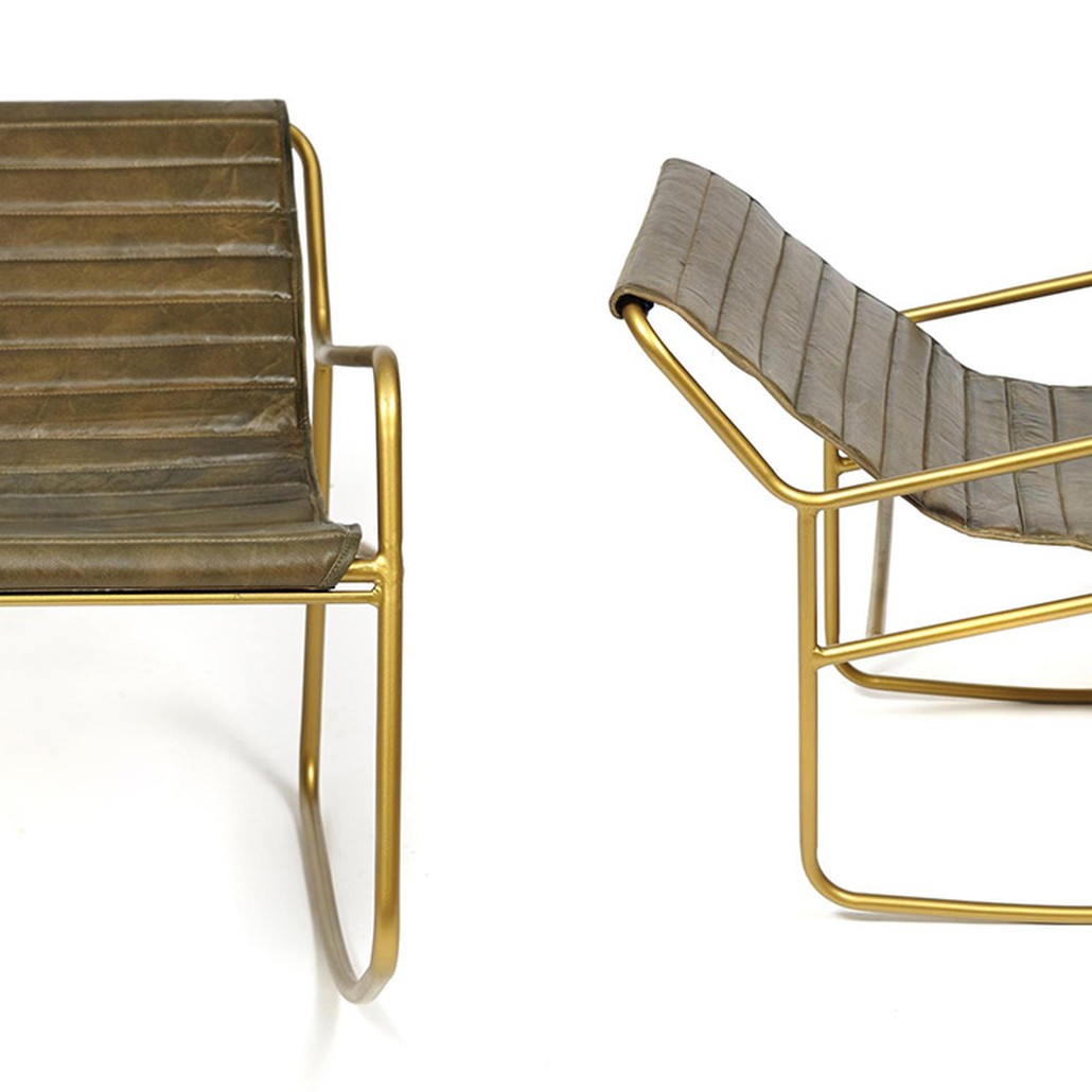 Кресло-качалка Industrial buffalo leather rocking chair