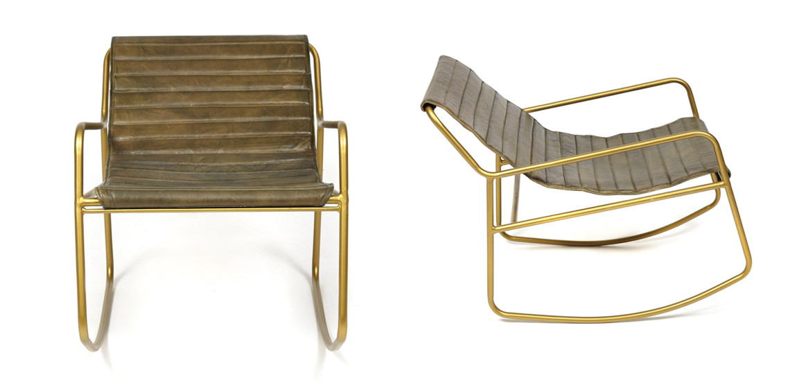 Кресло-качалка Industrial buffalo leather rocking chair