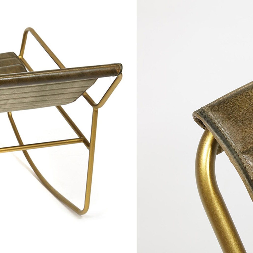 Кресло-качалка Industrial buffalo leather rocking chair