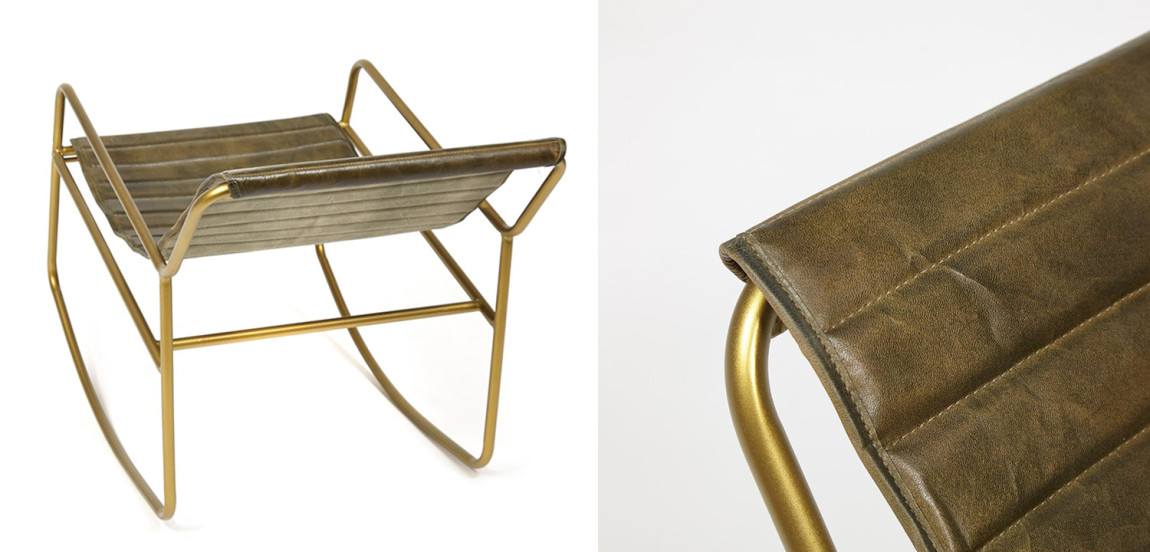Кресло-качалка Industrial buffalo leather rocking chair