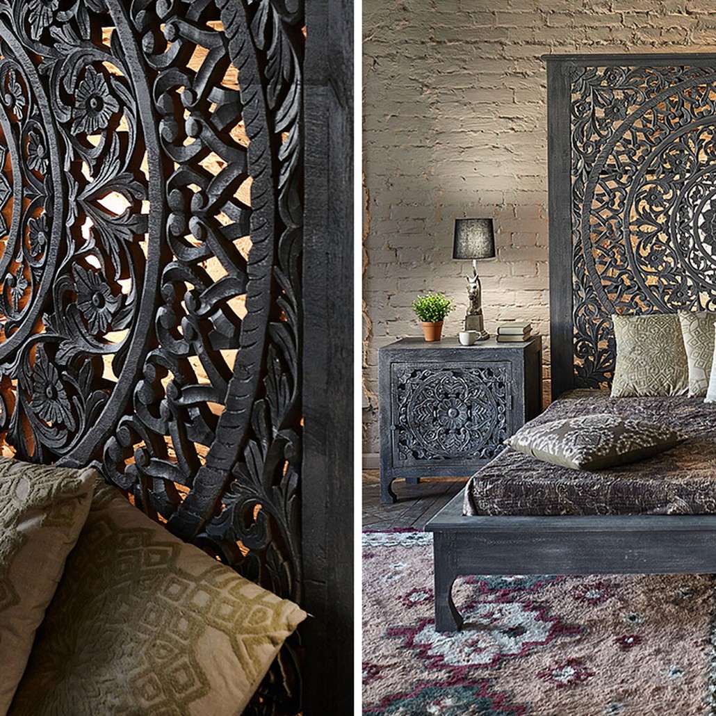 Кровать Indian Antique White Furniture Sarita Bed серый