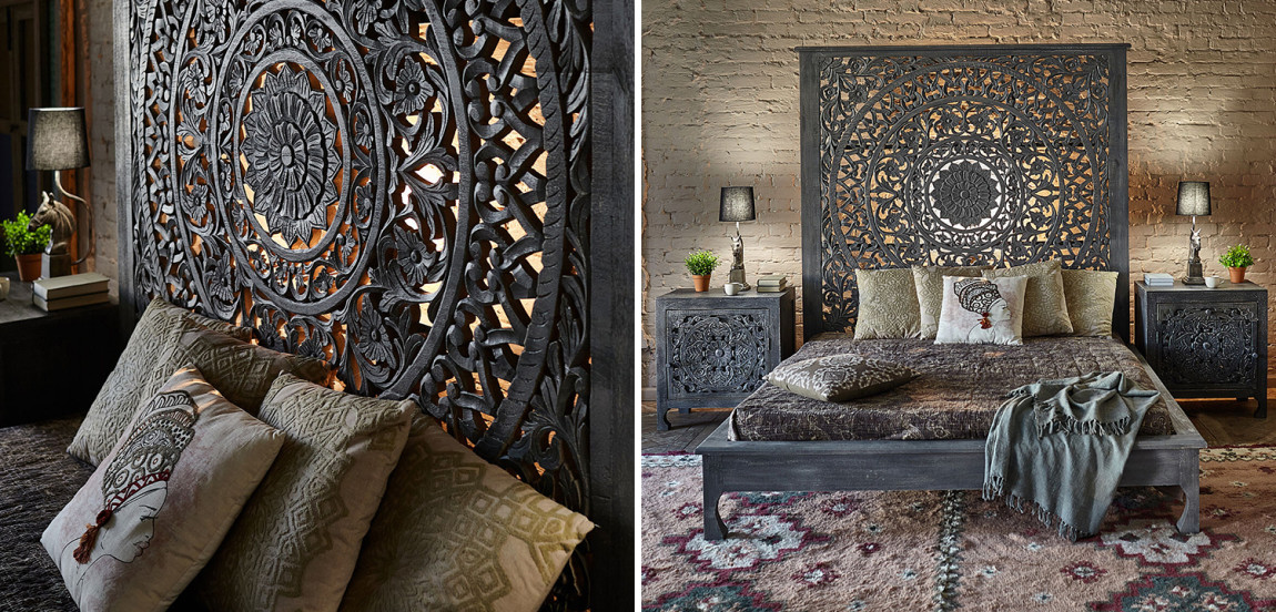 Кровать Indian Antique White Furniture Sarita Bed серый