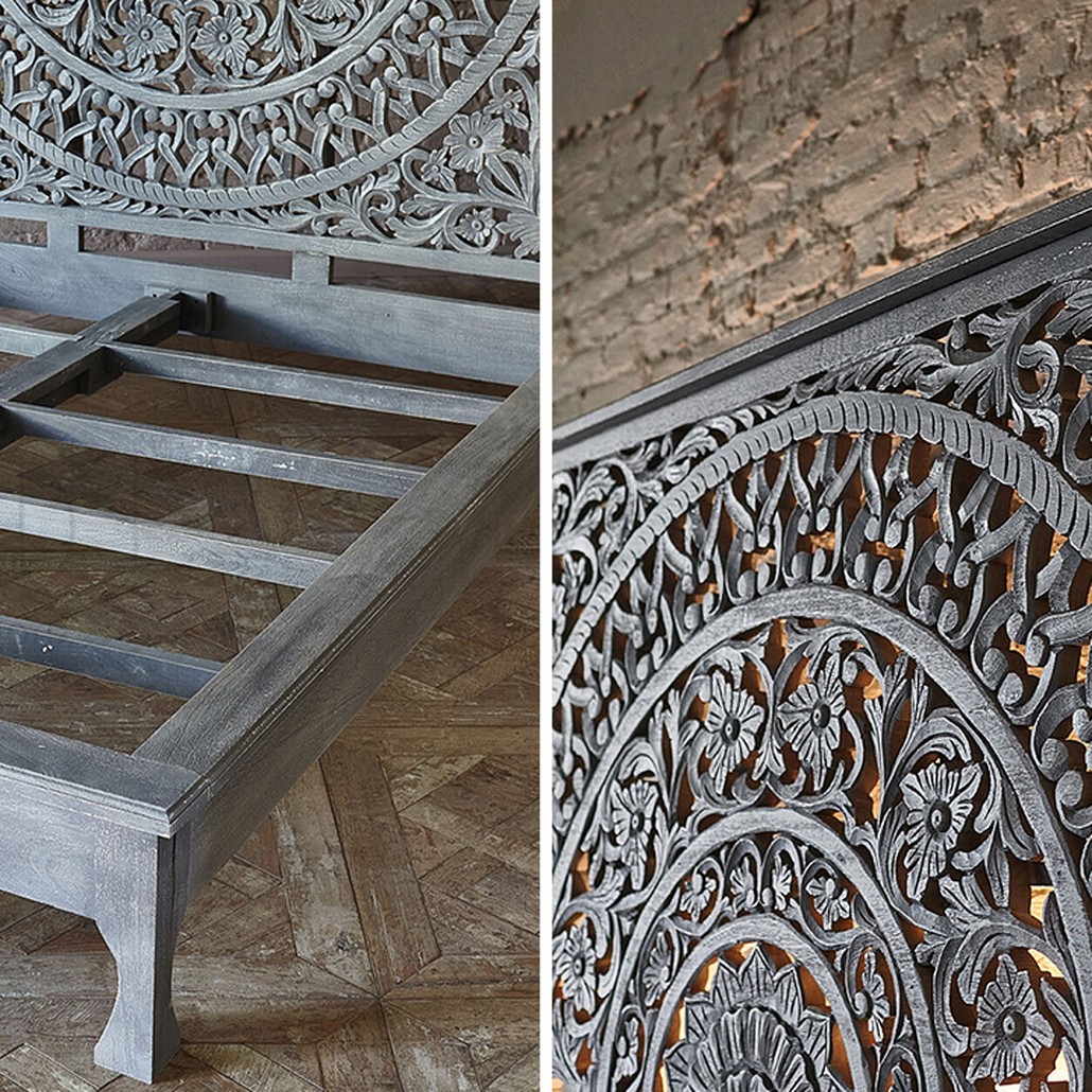 Кровать Indian Antique White Furniture Sarita Bed серый