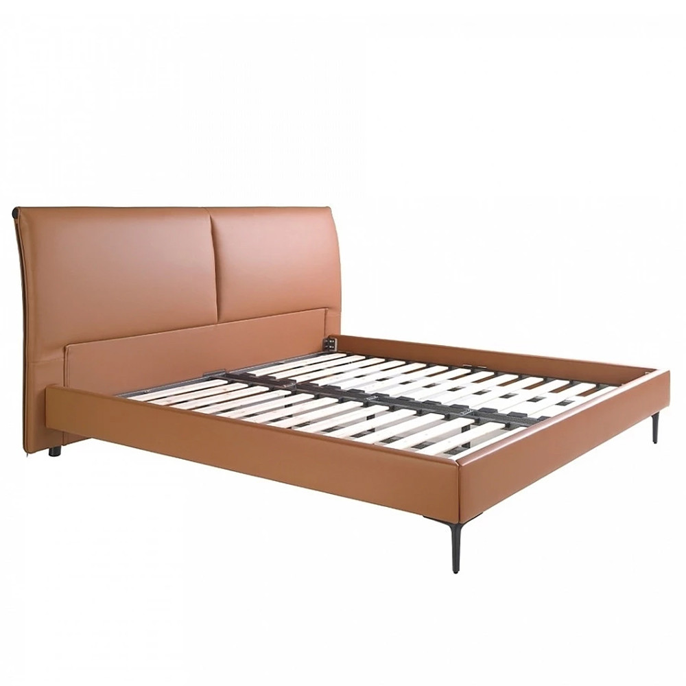 Кровать двуспальная коричневая из экокожи Modern Look