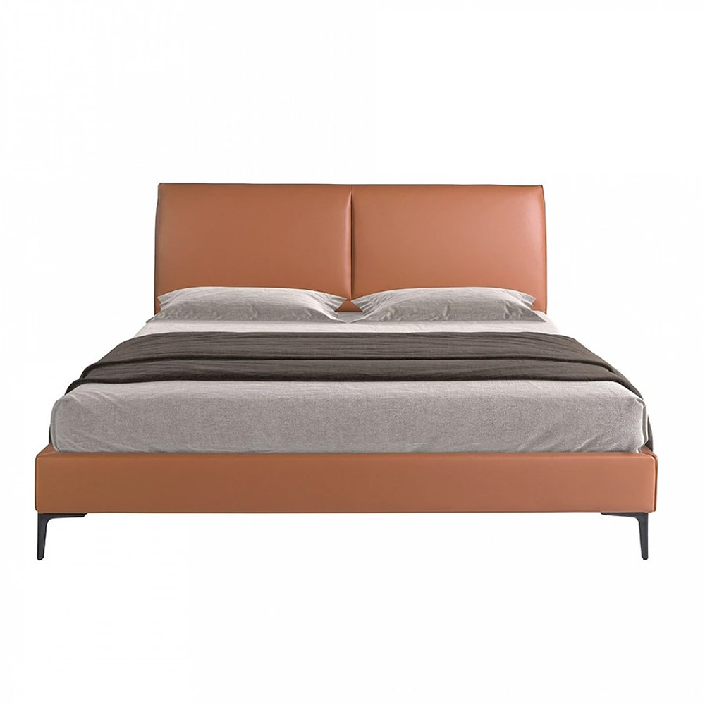 Кровать двуспальная коричневая из экокожи Modern Look