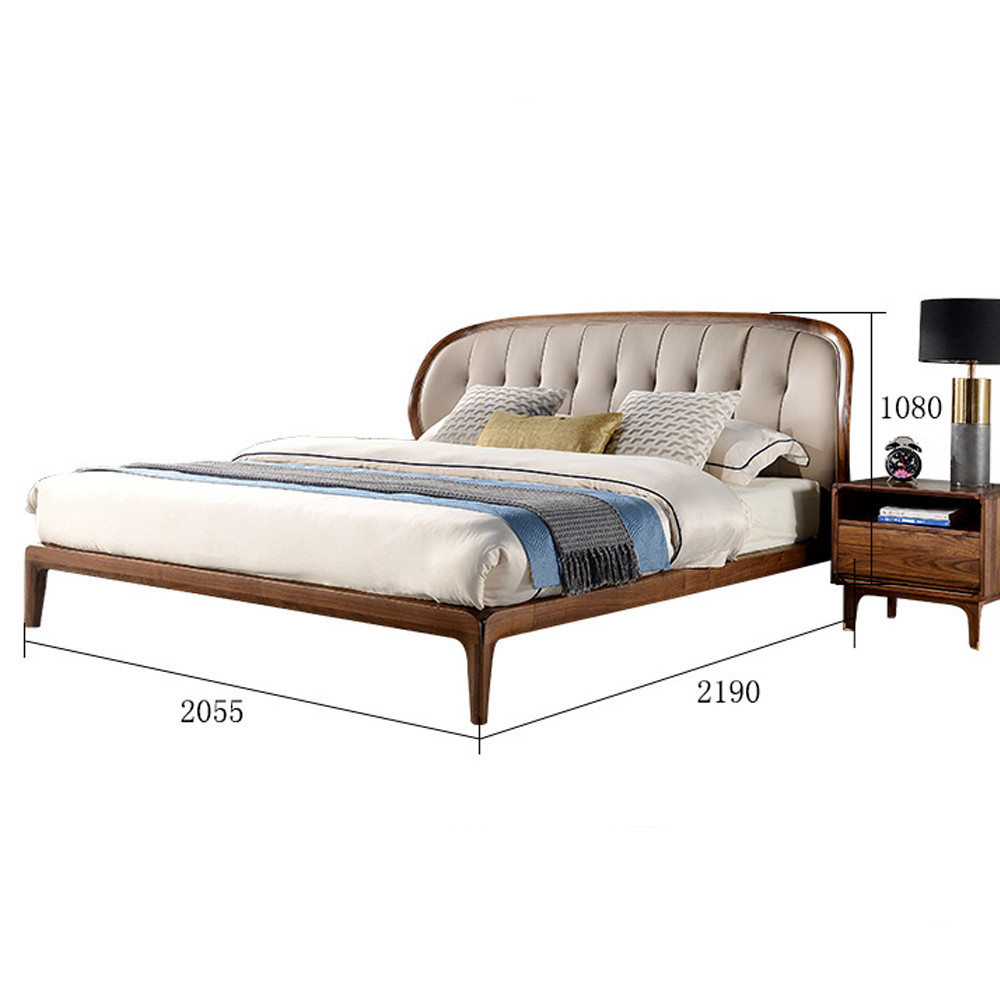 Кровать двуспальная с мягким округлым изголовьем Walnut Bed