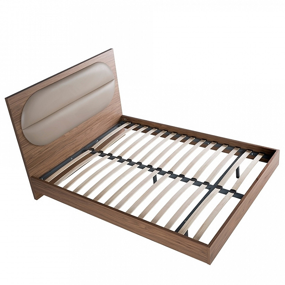 Кровать двуспальная с высоким изголовьем из дерева и подушек из экокожи Modern Look