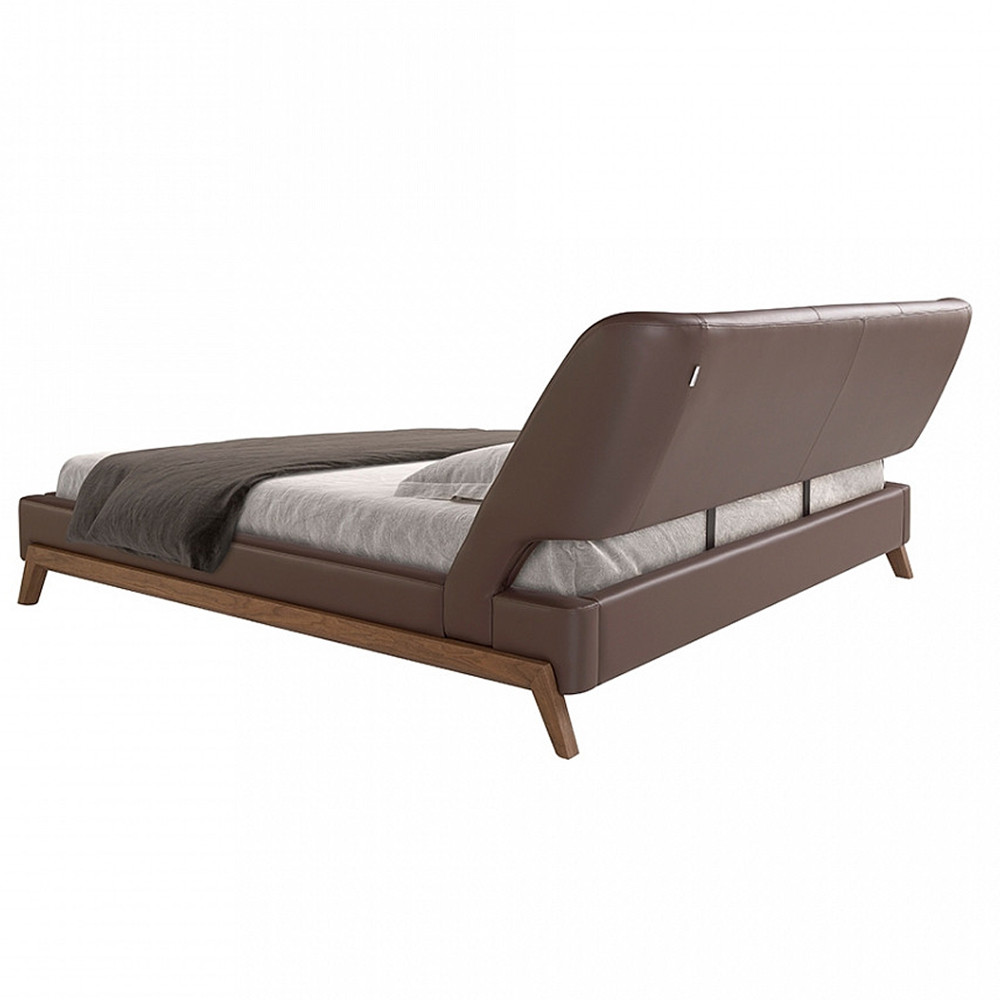 Кровать двуспальная с изголовьем из экокожи шоколадно-коричневого цвета Modern Look