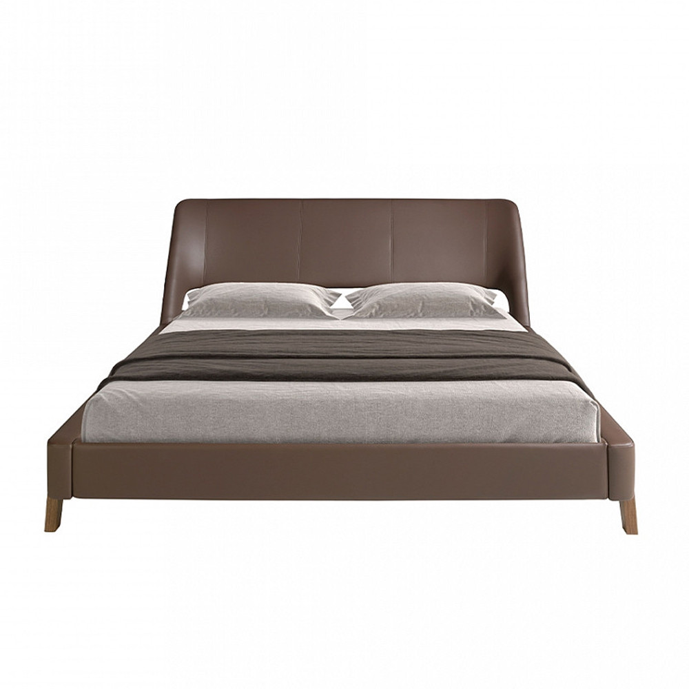 Кровать двуспальная с изголовьем из экокожи шоколадно-коричневого цвета Modern Look