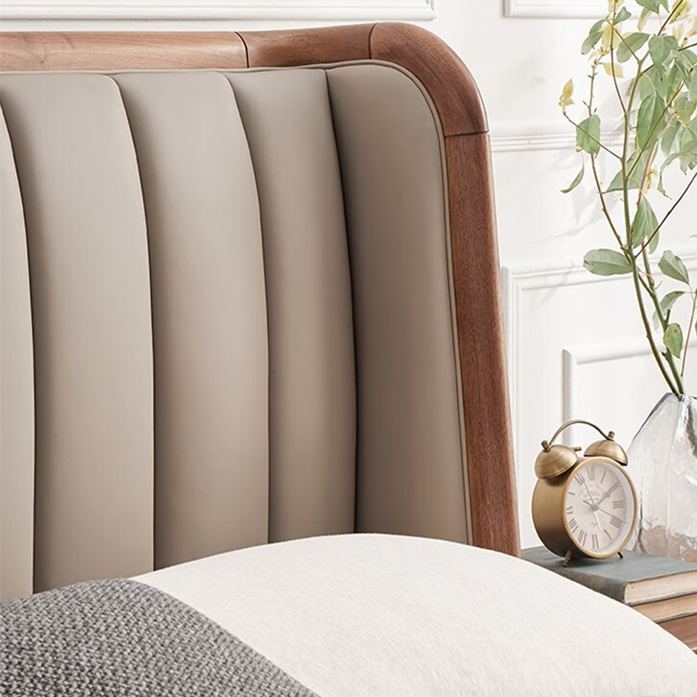 Кровать двуспальная с мягким изголовьем Moon Walnut Bed