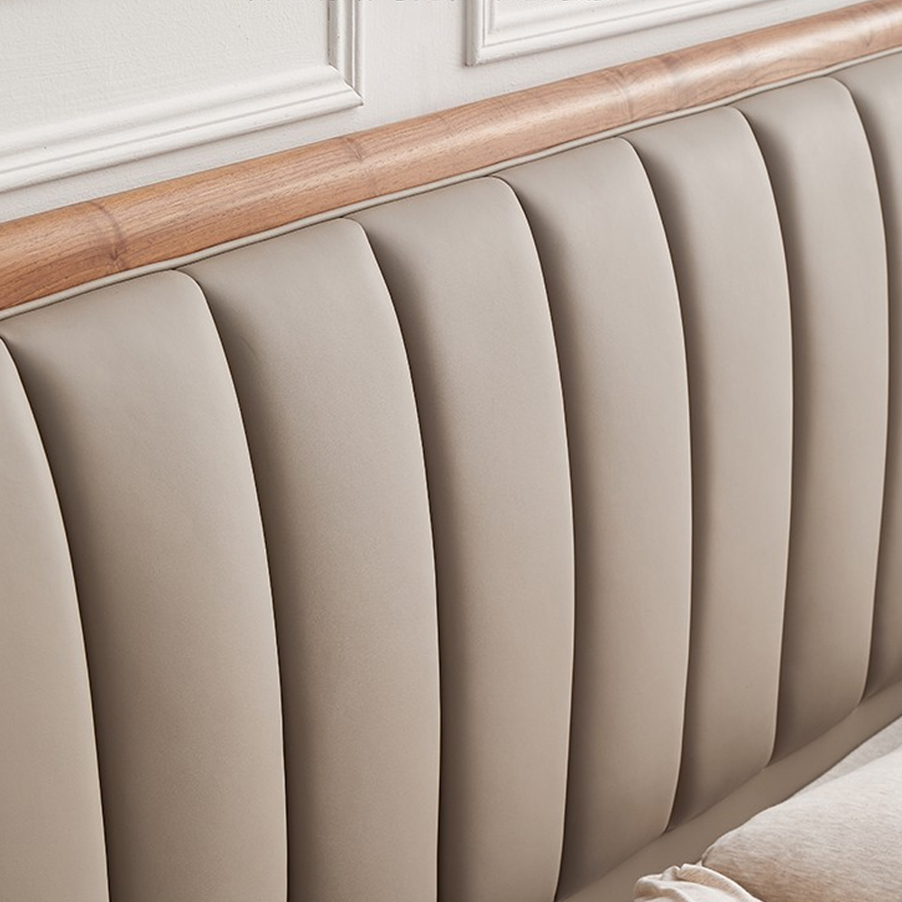 Кровать двуспальная с мягким изголовьем Moon Walnut Bed