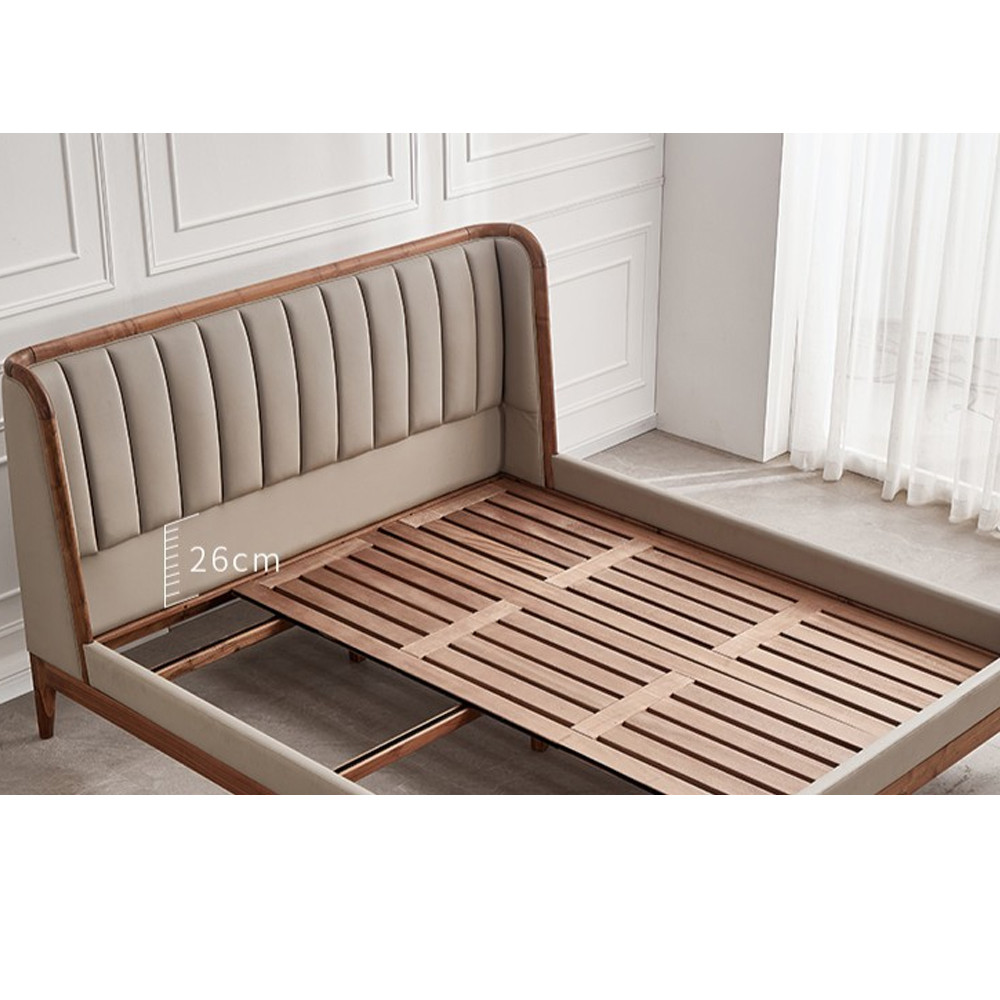 Кровать двуспальная с мягким изголовьем Moon Walnut Bed