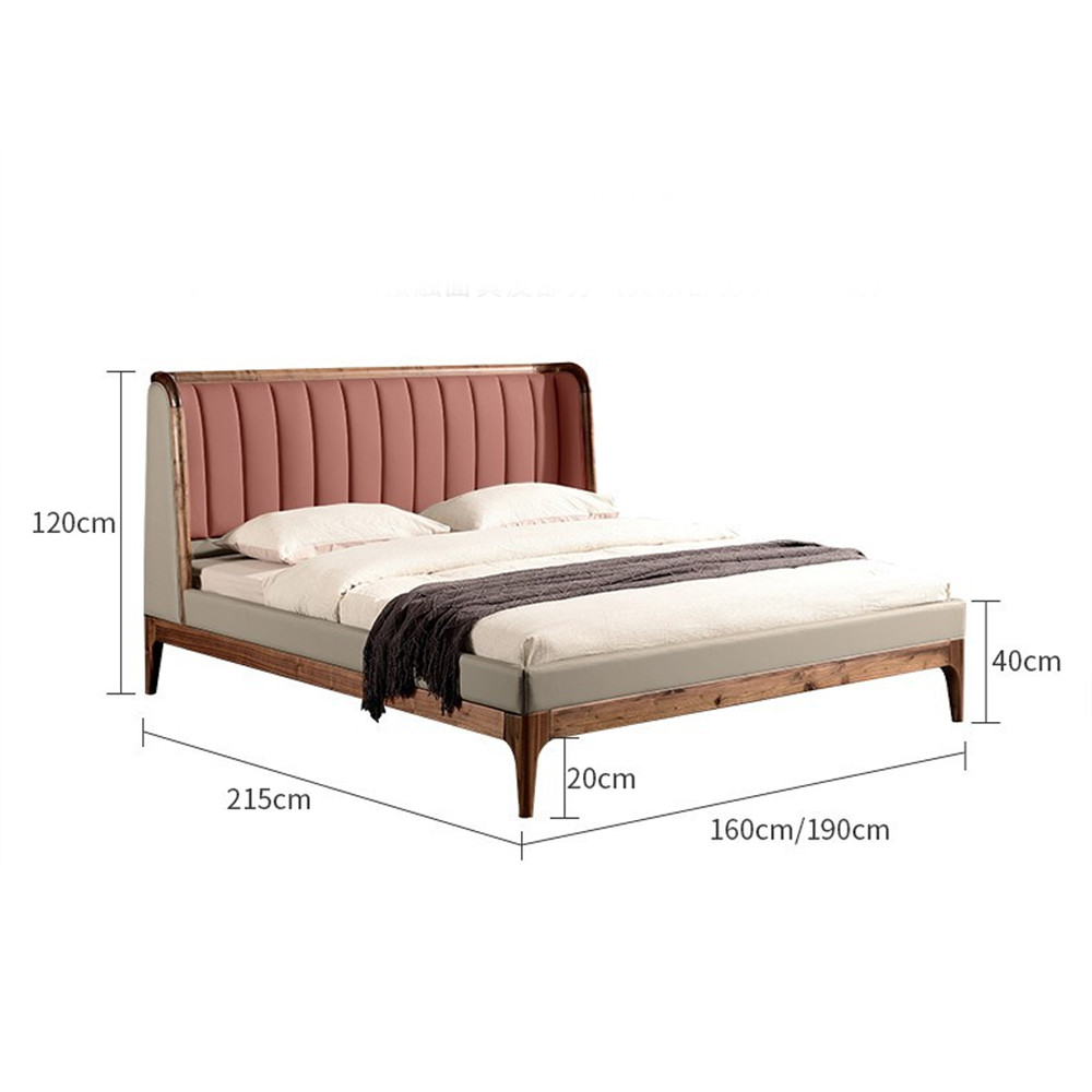 Кровать двуспальная с мягким изголовьем Moon Walnut Bed