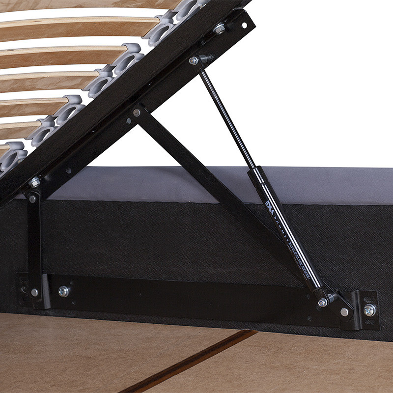 Кровать двуспальная серая с основанием из массива дерева с мягким изголовьем Velour Beds