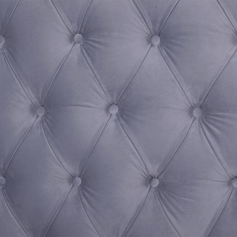 Кровать двуспальная серая с основанием из массива дерева с мягким изголовьем Velour Beds