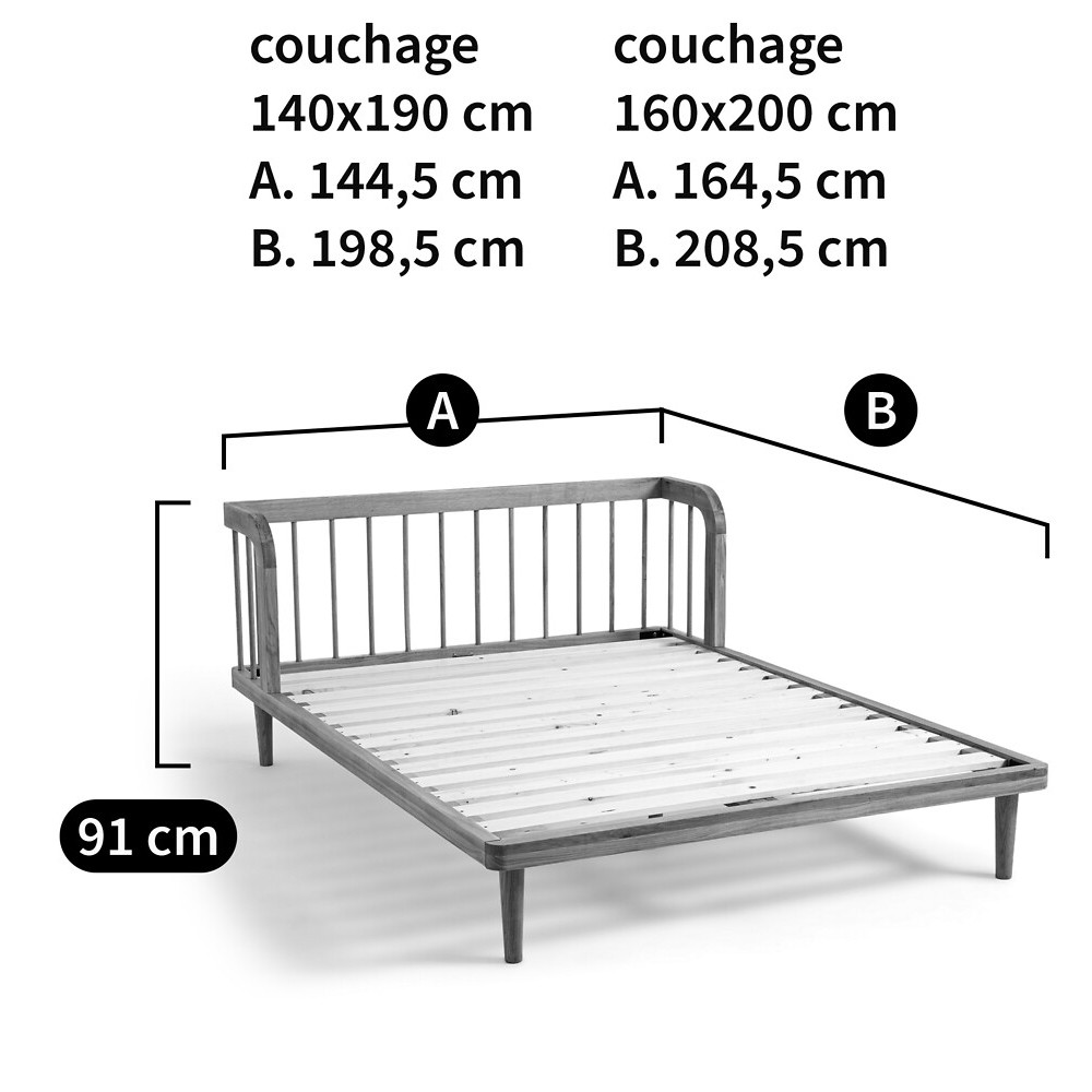 Кровать из массива дуба с пружинным блоком Mateta