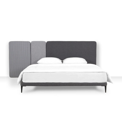 Кровать с большим мягким изголовьем Unity Dark Grey Bed