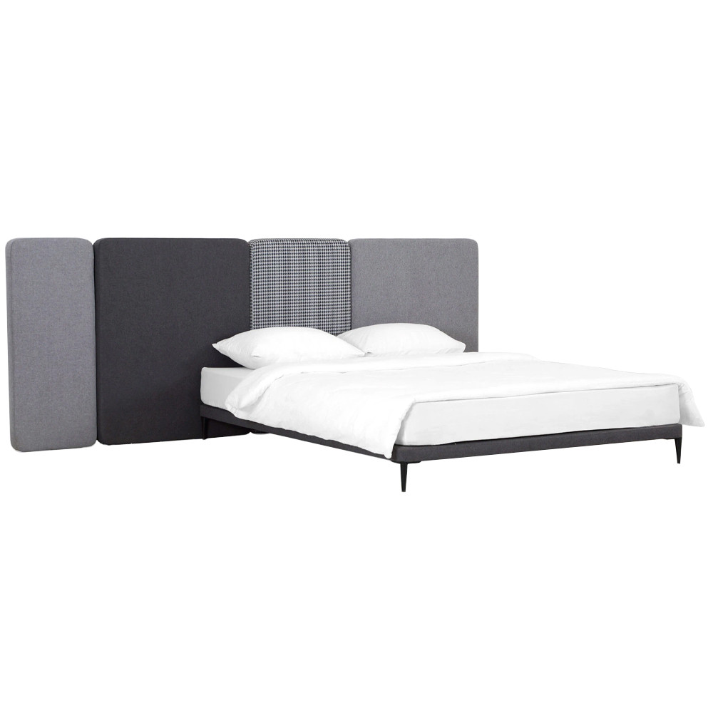 Кровать с большим мягким изголовьем Unity Dark Grey Bed