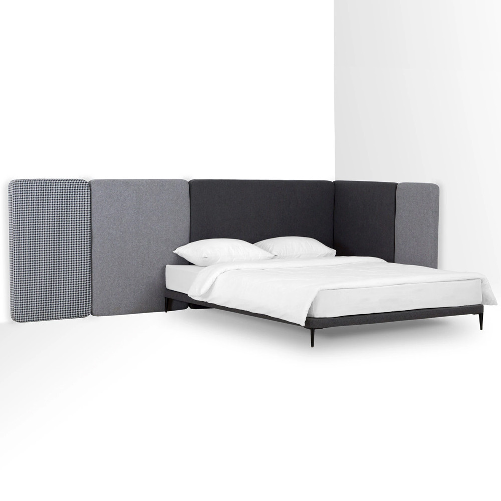 Кровать с большим мягким изголовьем Unity Dark Grey Bed